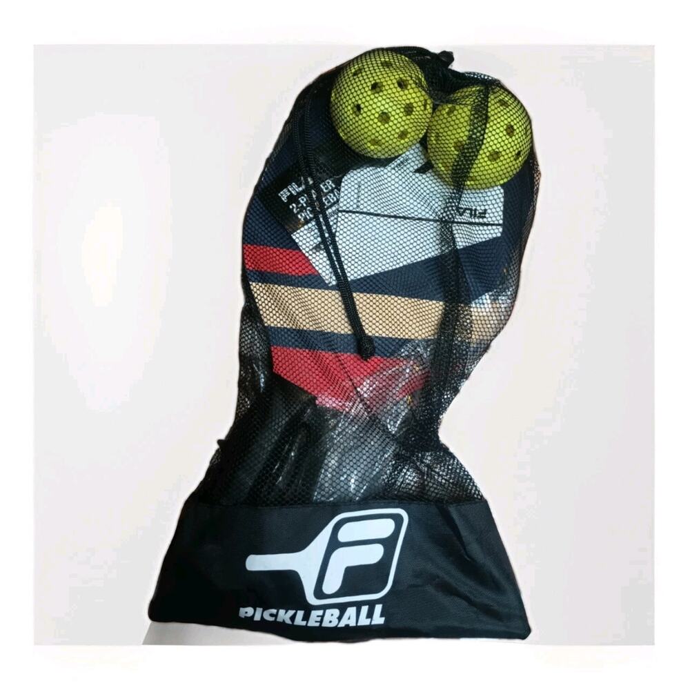 FILA Lightning Pickleball Set 2 Paddles 2 Balls Mesh Carry Bag New Unplayed